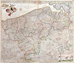 Flandria grófjának térképe (Franciaország és Belgium) (rézkarc alkotó: Frederick de Wit