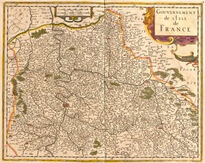 Az Ile de France (Franciaország) térképe (rézkarc alkotó: Frederick de Wit