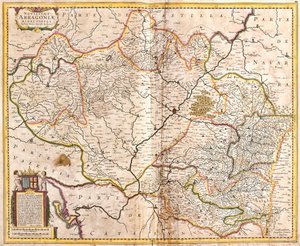 Az Aragóniai Királyság térképe (Spanyolország) (rézkarc alkotó: Frederick de Wit