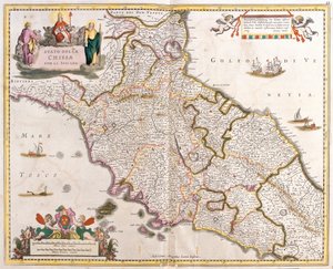 A toszkánai egyházi államok térképe (Olaszország) (rézkarc alkotó: Frederick de Wit