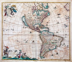 Pontos leírás, Amerika és Csendes-óceán térképe, Frederik de Wit (1629 vagy 1630-1706), Amszterdam alkotó: Frederick de Wit