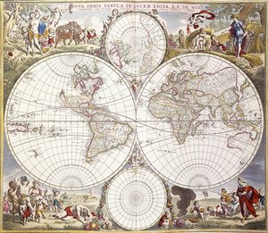 Világtérkép Atlas Maiorról, 1705 körül