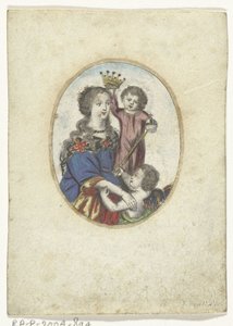 Madonna gyermekkel és angyal ovális alakban alkotó: Frederik Bouttats (de Jonge) (attributed to)