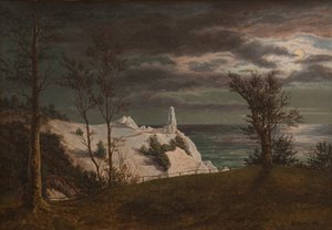 Nyári torony a Møn-sziget szikláin. Holdfény, 1831