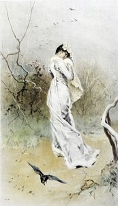 Nő az erdőben – a kora tél allegóriája, Hubert Dys által illusztrált naptár, F. H. Kaemmerer festménye
