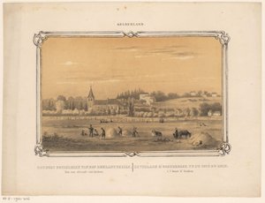 Kilátás Oosterbeekre szénát készítő figurákkal A den Rijnkantból Oosterbeek faluja látható. Egy óra távolságra Arnhemtől. (cím a tárgyon) Gelderland (sorozat címe az objektumon) alkotó: Frederik Lodewijk Huygens