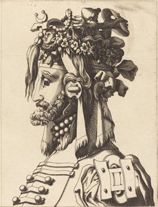 Extravagáns jelmezben lévő férfi mellszobra alkotó: French 16th Century after René Boyvin or Pierre Milan