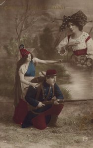A katonát a Liberty vezeti, és az otthonra gondol (színezett fotó) alkotó: French Photographer