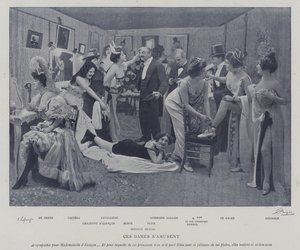 Színésznők szórakoztatják magukat a párizsi Theatre des Varietes öltözőiben (f/w fotó) alkotó: French Photographer