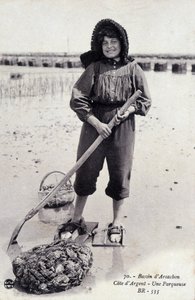 Arcachon-medence: osztrigaparcellázó gép - képeslap alkotó: French Photographer