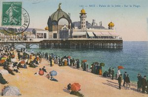 Strand és Palais de la Jetee, Nizza. 1913-ban feladott képeslap. alkotó: French Photographer