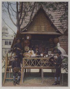 Kambodzsai kunyhó az Exposition Universelle 1900-ban, Párizs (színes fotó) alkotó: French Photographer