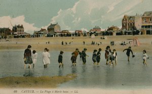 Cayeux, a Maree Basse strandja. A képeslap 1913. július 27-én került feladásra. alkotó: French Photographer