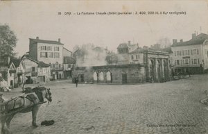 Dax - meleg vizű forrás (napi áramlás: 2400000 liter 64 Celsius fokon). 1913-ban feladott képeslap. alkotó: French Photographer