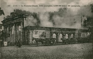 Dax - meleg vizű forrás (napi áramlás: 2400000 liter 64 Celsius fokon). 1913-ban feladott képeslap. alkotó: French Photographer