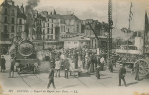 A párizsi expressz indulása Dieppe-ből. 1913-ban feladott képeslap. alkotó: French Photographer