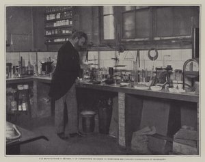 Tudományos és műszaki munkák igazgatója a franciaországi Sevres-i porcelángyár kémiai laboratóriumában (f/w fotó) alkotó: French Photographer