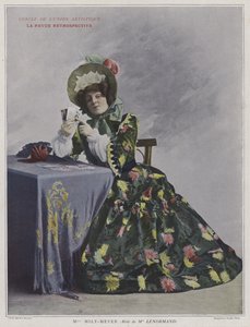 Emilie Mily-Meyer Mademoiselle Lenormand szerepében a La Revue Retrospective-ben (színes fotó) alkotó: French Photographer