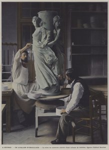 Zománcozó műhely a Sevres-i porcelángyárban, Franciaország (színes fotó) alkotó: French Photographer