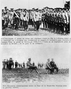 Utolsó beszélgetések a cár és II. Miklós nagyherceg, valamint Joffre tábornok között, 1913 alkotó: French Photographer