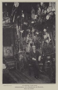 Jules Badin francia festő, a Beauvais gobelingyártó igazgatója a műhelyében (f/w fotó) alkotó: French Photographer