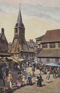 Honfleur, a Place du Marche és a Sainte-Catherine templom alkotó: French Photographer