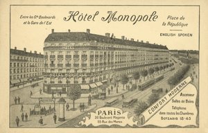 Hotel Monopole, Párizs (litho) alkotó: French Photographer