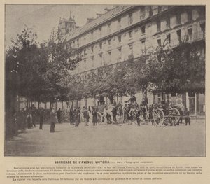 A párizsi kommün, Victoria sugárúti barikád, május 21. (fekete-fehér fotó) alkotó: French Photographer