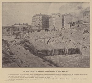 A párizsi kommün, La Porte Maillot, a Mont Valerien bombázása után (f/w fotó) alkotó: French Photographer