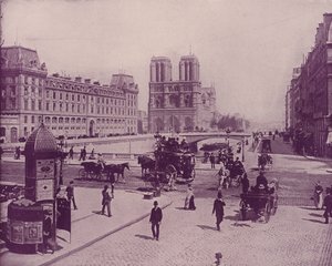 Párizs: A Pont St Michel és a Notre Dame (f/w fotó) alkotó: French Photographer