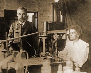 Pierre és Marie Curie a laboratóriumban alkotó: French Photographer