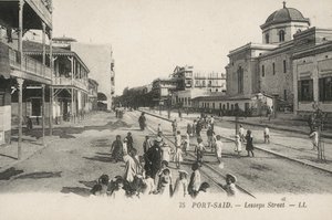 Port-Said, Egyiptom: Lesseps Street (fekete-fehér fotó) alkotó: French Photographer