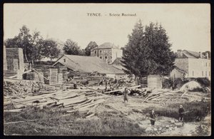 Képeslap, amely a Reviraud fűrésztelepet ábrázolja Tence-ben, Haute-Loire, 1900 körül alkotó: French Photographer