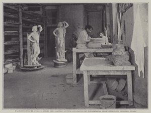 Kiégetés közben elhelyezett porcelándarabok tartályok készítésére szolgáló műhely a franciaországi Sevres-i porcelángyárban (f/w fotó) alkotó: French Photographer