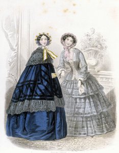 2 divatos nő: ruhában - a „” Journal des Demoiselles”-ben” 1852 (metszet) alkotó: French School