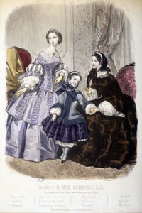 2 nő és egy lány: Divat - a „” Magasin des damoiselles”-ben”. SD. 1850 körül. alkotó: French School
