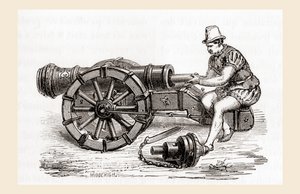16. századi fartöltetű német ágyú, a Les Merveilles de la Science-ből, 1870 körül megjelent (metszet) alkotó: French School