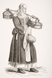 Tojáskereskedő, Cesare Vecellio (1521-1601) 16. századi fametszete nyomán Paul Lacroix (1806-84) "Le Moyen Age et La Renaissance" című művéből, 1847-ben. alkotó: French School