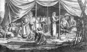 A kurd nomádok családja, Gaspard Drouville Voyage en Perse című művéből, 1825-ben alkotó: French School