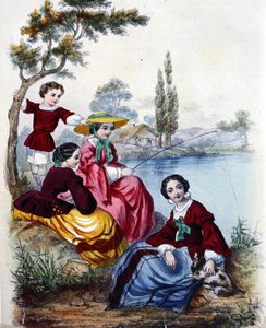 Horgászparti (színes litó) alkotó: French School