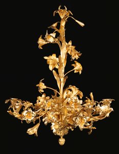 Francia bronz és sárgaréz nyolcas fénycsillár, 19. század második fele alkotó: French School