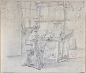 Egy porcelánfestő a Sevres-i gyárban, 1780 körül alkotó: French School
