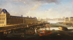Kilátás Párizsra és a Szajnára a Pont Barbier felől nézve keletre, 1668 körül alkotó: French School