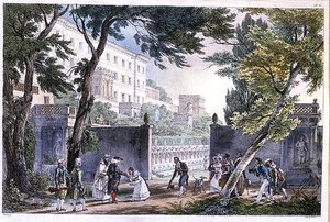 Villa Rómában, gazember metszete, 1820 körül (színes litó) alkotó: French School