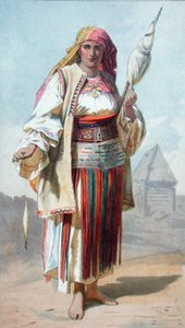 „A Wallack Woman”, illusztráció a „Transylvania: its Products and its People” című könyvből, 1865-ben Londonban (színes litho) alkotó: French School