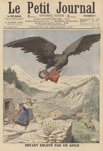 Egy gyereket, akit egy sas vitt el az olasz Alpokban (színes litho) alkotó: French School