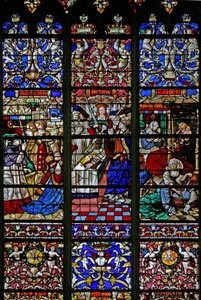 Részlet a w30-as ablakból, a panegyrics a St Romain ablakhoz alkotó: French School