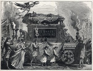 Voltaire holttestét szállító funebre tank (Francois Marie Arouet alkotó: French School