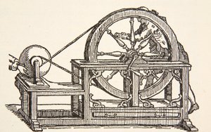 Abbe Nollets elektromos gép, 1746, Boris Mestchersky (†1957) másolata, illusztrációja a Histoire de la Nation Francaise, Sciences, I. és II. kötetből, Gabriel Hanotaux (1853-1944), 1924 alkotó: French School