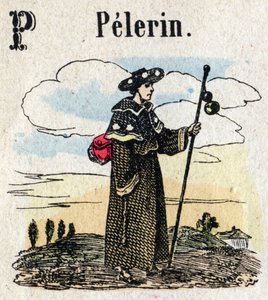 Abecedary. P betű, mint Pelerin. Kis enciklopédikus ábécé, népszerű sorozat. Epinális képalkotás, 19. század vége alkotó: French School